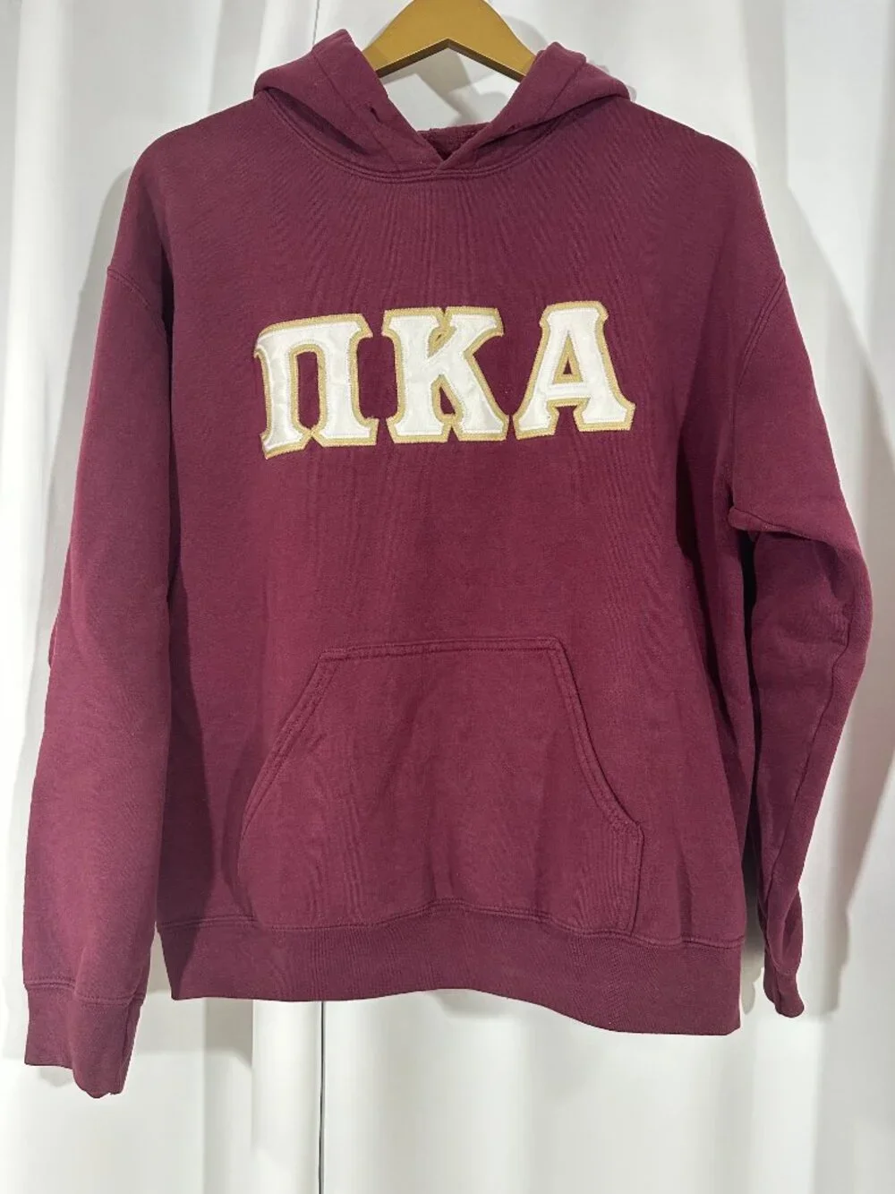 Pi Kappa Alpha PIKE Hoodie Size Medium Burgundy Greek Letter Sweatshirt - Picture 1 of 7